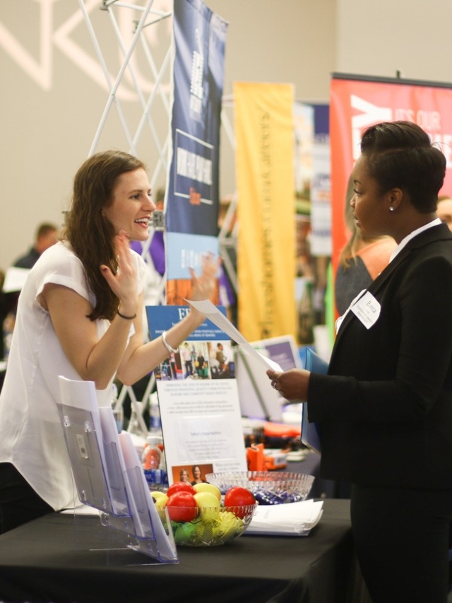 Students at a career fair