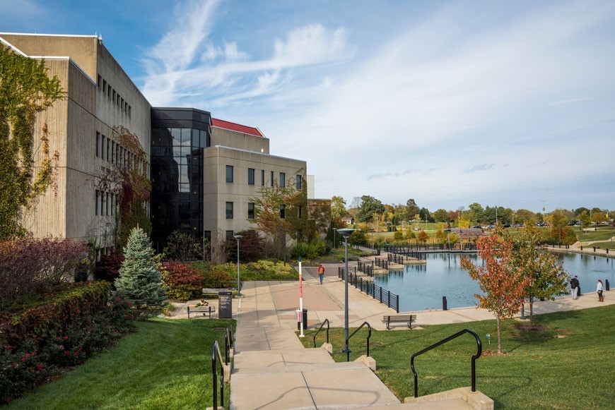 NKU Campus showcasing Fine Arts Center and Loch Norse